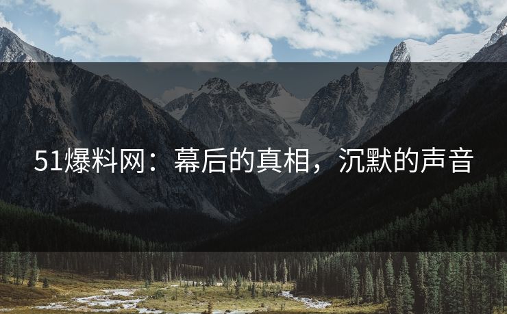 51爆料网：幕后的真相，沉默的声音
